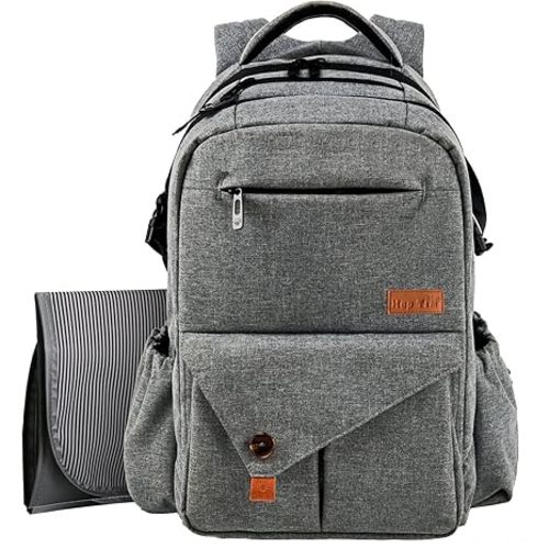 Hap Tim Multi-Function Large Baby Diaper Bag Backpack with Changing Pad (Gray)