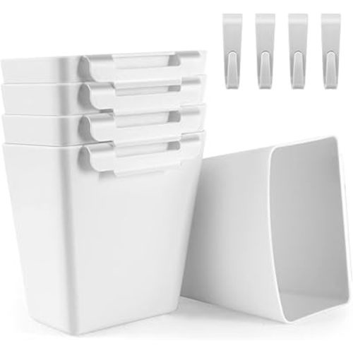 5 Pack Hanging Cup Holders, Multipurpose Rolling Cart Accessories Utility Cart Accessories For Art Craft Supplies, Space Saving Hanging Storage Basket Pencil Holder Makeup Organizers (White)