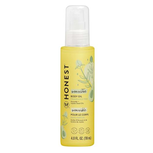 The Honest Company Fragrance Free Moisturizing Body Oil | Nourish + Soothe Baby's Skin | Plant-Based, Hypoallergenic, Vegan | 4.0 fl oz