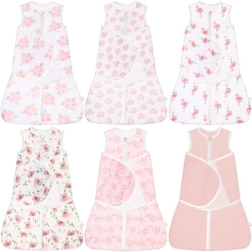 6 Pcs Baby Swaddles Sleep 3 Way Sacks 3-6 Months Newborn Cotton Blanket Wrap Infant Adjustable Wing for Boys Girls