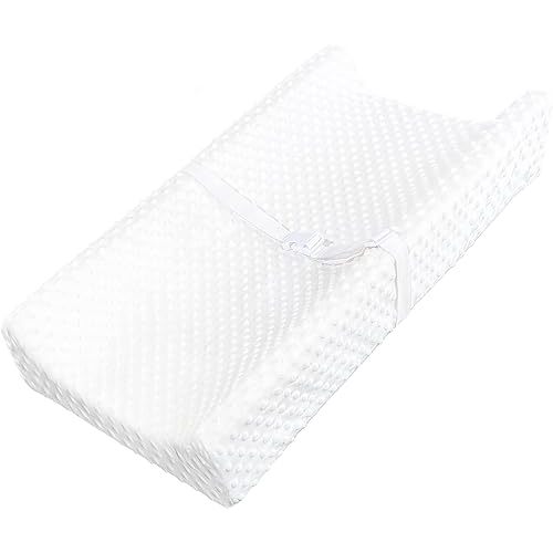 YENING Mini Baby Diaper Changing Pad for Dresser Top with Cover 27" x 16", Waterproof Lining Small Foam Contoured Changing Table Pads Topper White
