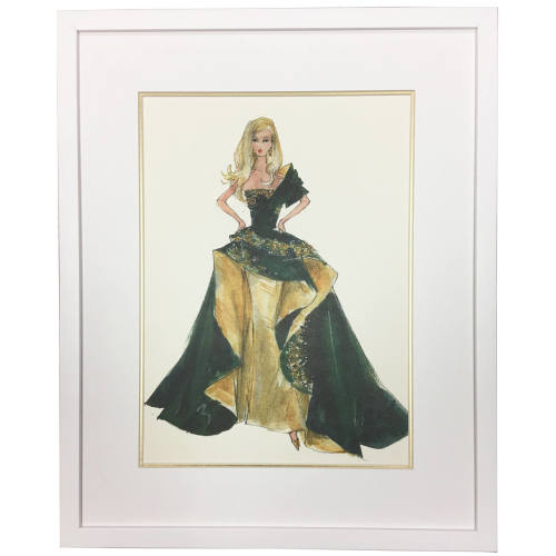 Barbie Glamour Giclée Art Print | White Wood Frame with Mat and Gold Fillet | Available unframed (Print & Mat)