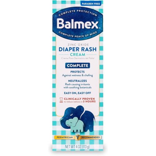Balmex Complete Protection Baby Diaper Rash Cream with Zinc Oxide + Soothing Botanicals, 4 Ounce