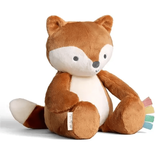 Itzy Ritzy Snuggles Plush Toy – Soft Stuffed Animal for Babies, Kids & Adults – Sensory Ribbons & Textured Fabrics for Tactile Play – Cozy & Cuddly Companion for Newborns & Up (Fox)