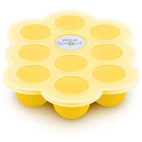 WeeSprout Silicone Baby Food Freezer Tray with Clip-on Lid by WeeSprout - Perfect Storage Container for Homemade Baby Food, Vegetable & Fruit Purees and Breast Milk - BPA Free - Yellow