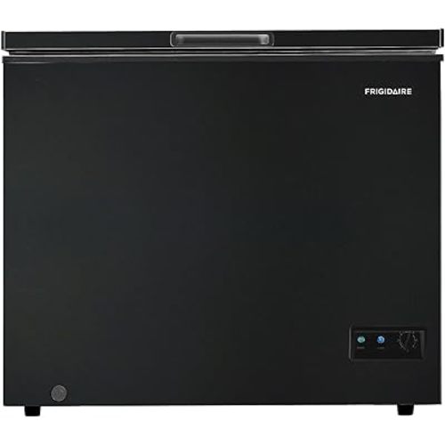 FRIGIDAIRE EFRF7003-BLACK Chest Deep Freezer, 7 Cu. Ft, Black Adjustable Thermostat-Removable Vinyl Coated Wire Basket-Easy Defrost Drain