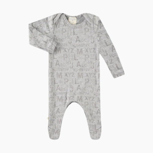 Paige Lauren Baby Heathered ABC Fleece Lap Tee Footie Romper-Galaxy - Gray, 3-6m