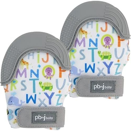 Silicone Infant Teething Mitten Teether Glove Mitt Toy - ABC 2pk