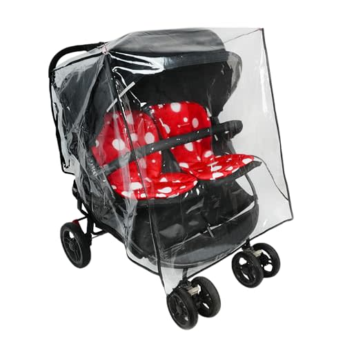 Double Stroller Rain Cover - Universal Fit Weather Shield for Side by Side Baby Stroller, Waterproof Windproof Jogger Stroller Cover for Rain, Snow & Dust Protection – Baby Outdoor Travel Essential