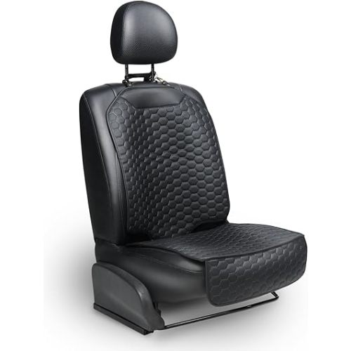 Premium Leather Car Seat Protector for Child Car Seat Cover from Dirt Scratches - Infant Car Seat Protector for Back Seat/Front Booster Seat Protector Under Baby Car Seat Waterproof 1pc Black