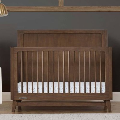 Delta Children Spencer 6-in-1 Convertible Crib - Greenguard Gold Certified - Teak Brown