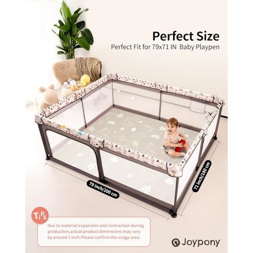Baby Play Mat 79x 71 Inch, Extra Large Foldable Play Mats for Babies and Toddlers, Waterproof & Anti-Slip Portable Baby Floor Mat for Tummy Time, Non Toxic Foam Play Mat for Floor Travel Bag