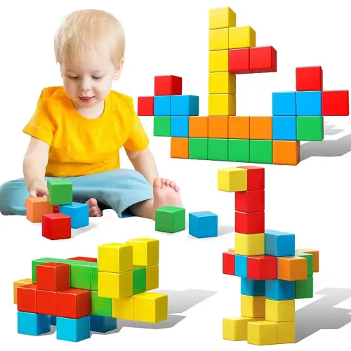 Magnetic Blocks, 1.41 inch Large Magnetic Building Blocks for Toddlers 3 4 5 6 7 8 Years Old Boys Girls Magnetic Cubes for Kids 1-3 Montessori Toys STEM Preschool Educational Building Cube 30 Pcs