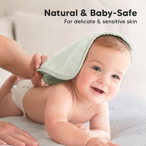 6-Pack Organic Baby Washcloths - Soft Viscose from Bamboo Washcloth, Baby Wash Cloths, Baby Wash Cloth for Newborn, Kids, Bath Baby Towels, Face Towel, Face Cloths for Washing Face (Dove)