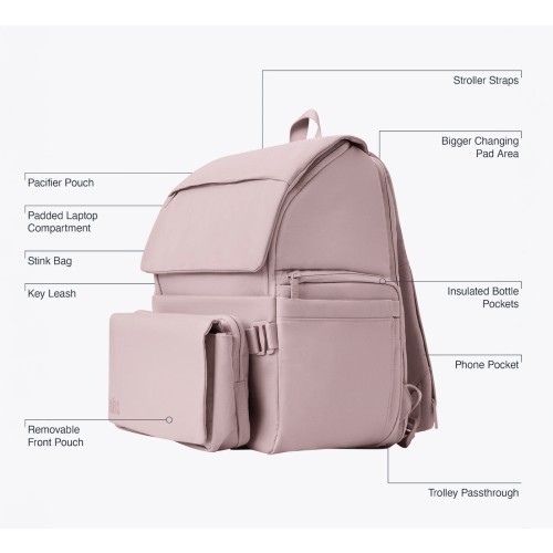 BÉIS 'The Ultimate Diaper Backpack' in Atlas Pink