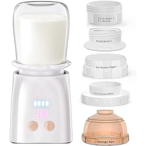 Bottle Warmer, Fast Heating Portable Bottle Warmer with 4 Adapters, Rechargeable Travel Bottle Warmer with Smart Temperature Control, Cordless Baby Bottle Warmer for Breastmilk or Formula