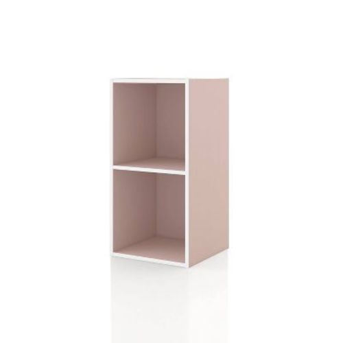 24/7 Shop At Home 23.7" Silkpath Modern 2 Cube Stackable and Modular Bookcase Light Pink