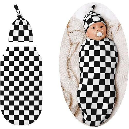 Checkered White Swaddle Blankets Newborn Receiving Blanket Baby Swaddle Wrap Soft Sleeping Sack For Baby Girls Boys
