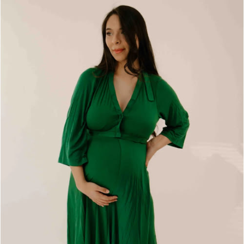Lila Labor & Postpartum Gown in Emerald