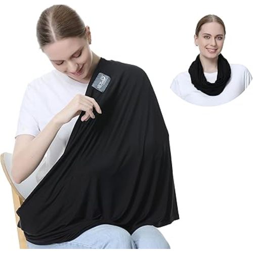 NeoTech Care Baby Nursing Cover Breastfeeding Scarf | Soft Fabric (Black)