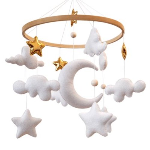 TINITIGIES Starry Night Mobile for Crib – Star and Moon Sky Theme Nursery Decor – Ideal Gift for Baby Nursery