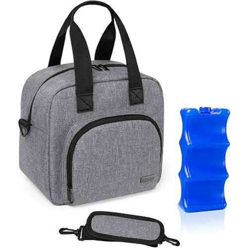 Luxja Breastmilk Cooler Bag with an Ice Pack (Fits 6 Bottles, Up to 9 Ounces), Breastmilk Cooler for Breastmilk Bottles and Small Accessories