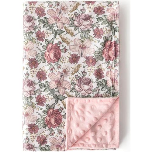 Baby Blanket Girls, Soft Plush Minky Blanket with Double Layer Dotted Backing for Infant Newborn Toddler, Vintage Floral Western Wild Flowers 30 x 40 Inch (Vintage Floral)