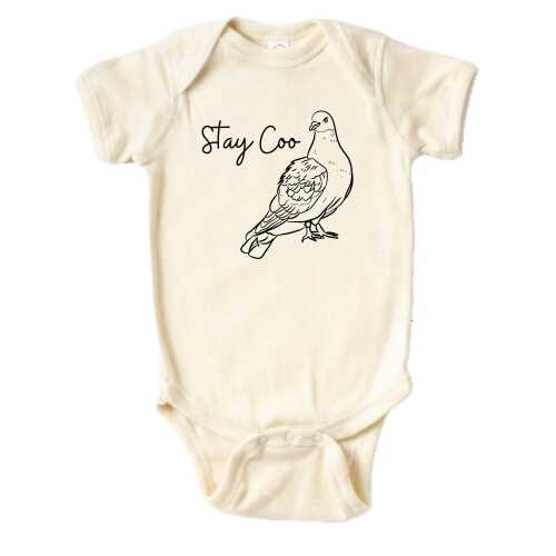 Pigeon Bodysuit, Stay Coo, Pidgeon Bodysuit, Baby Pigeon Bodysuit, Stay Coo Bodysuit, Super Soft, Sublimated Design, Pigeon Baby