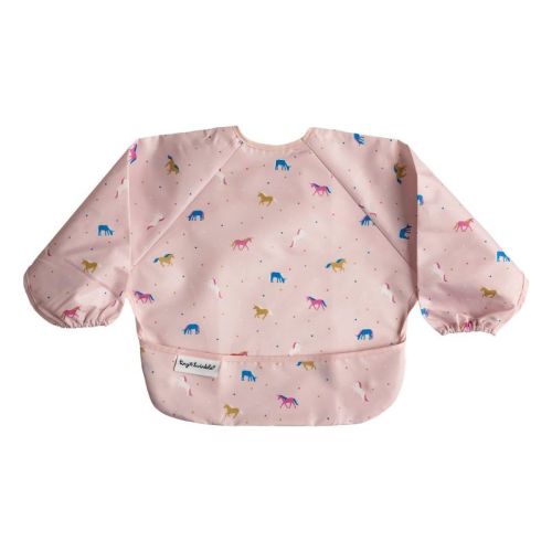 Tiny Twinkle Mess-proof/waterproof Long-sleeve Baby Bib, Machine Washable Smock For Eating (unicorn Confetti, Small 6-24 Months)
