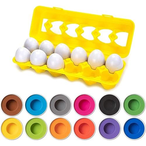 Color Matching Egg Toy - Color Recognition Learning Toy for Toddlers - Pretend Play - Preschool Game - Montessori Education - Easter Eggs