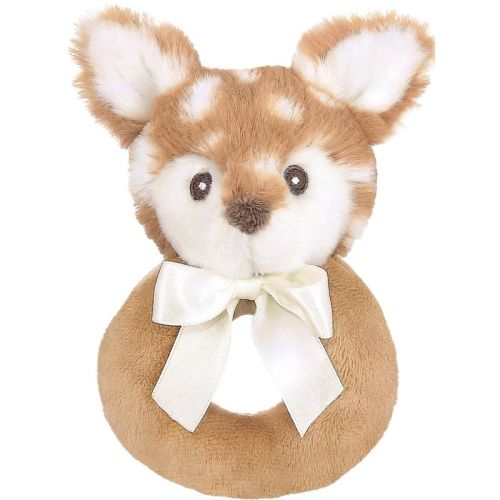 Bearington Baby Lil' Willow, 5.5 Inch Fawn Plush Stuffed Animal, Soft Baby Rattles And Plush Rings