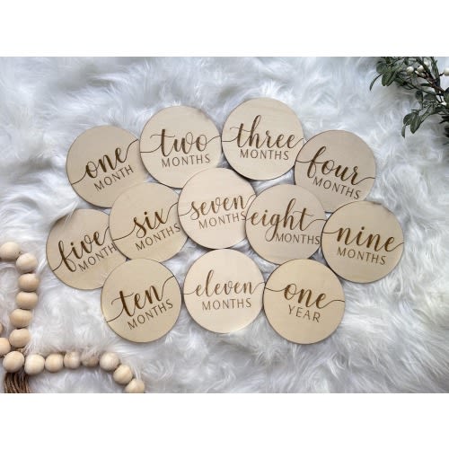 Baby Milestone Cards, Wooden Monthly Signs, Newborn Photo Props, Baby's First Year Keepsake, Expecting Mom Gift, Baby Shower Gift