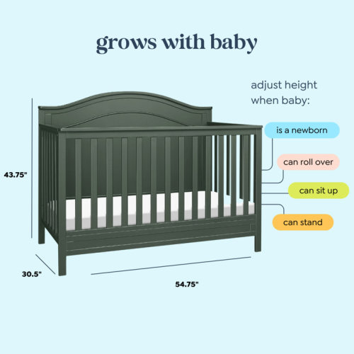 Charlie 4-in-1 Convertible Crib in Forest Green