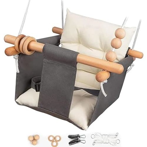 Baby Swing Outdoor Indoor Toddler Swing Seat with Safety Belt, Canvas Hanging Swings Outside Tree Swing Great Gift for Baby Boys Girls Kids Lovers