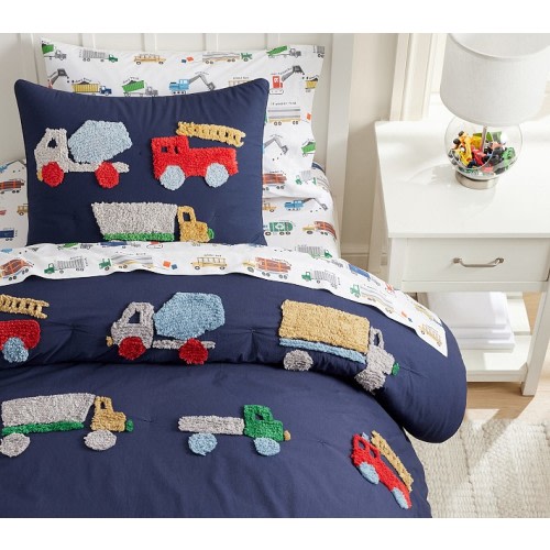 Candlewick Trucks Comforter & Shams | Pottery Barn Kids