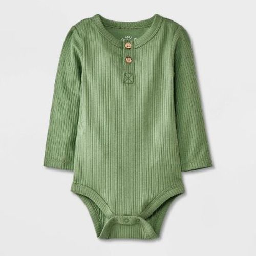 Baby Long Sleeve Henley Bodysuit - Cat & Jack™ Green 6-9m