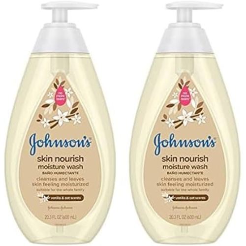 Johnson's Baby Skin Nourishing Moisture Baby Body Wash With Vanilla & Oat Scents, Hypoallergenic & Tear Free Baby Bath Wash, Paraben-, Dye-, Sulfate & Phthalate-Free, 20.3 fl. oz (Pack of 2)