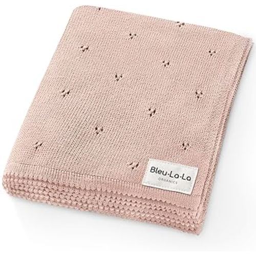 Organic Pointelle Receiving Swaddle Blanket for Girls - 100% Luxury Organic Soft Cotton Knit Warm Cozy Cuddle Stroller Crib Blanket for Newborns, Infants, & Toddlers (Ballet Slippers)