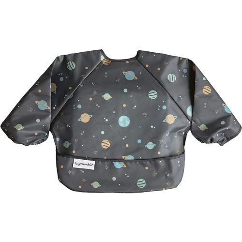 Tiny Twinkle Mess Proof Baby Bib, Full Sleeve Bib Outfit, Waterproof Bib for Toddlers, Machine Washable, Tug Proof Closure - Large 2-4 Years - Space