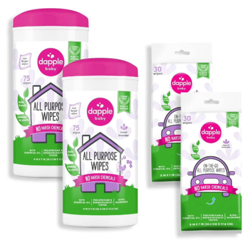 Dapple Baby All Purpose Wipes, Plant Powered, Hint of Lavender, Hypoallergenic