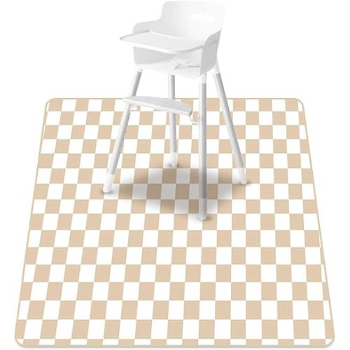 Baby Splat Mat for Under High Chair, 51 x 51 Inch Wipeable Splash Mat,Floor Protector,Wipe-Clean Tablecloth and Playing Mat (Square)