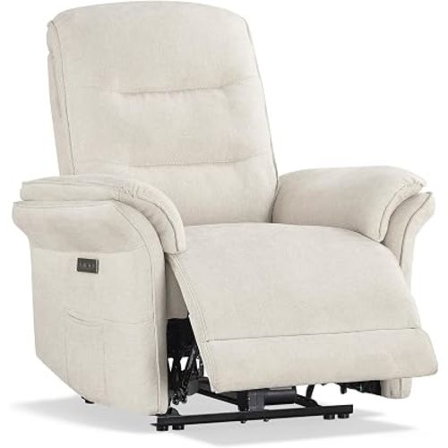 KISLOT Power Recliner Chair with Adjustable Headrest and Footrest, Dual Motor Fabric Reclining Chair with USB/Type-C Charging, Zero Gravity Modern Electric Recliner for Nursery Living Room Bedroom