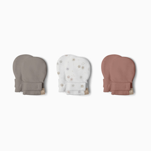 Goumi Kids Stay-On Baby Mitts (3 Pack) - Pewter + Dandilion + High Prairie, 0-3 M