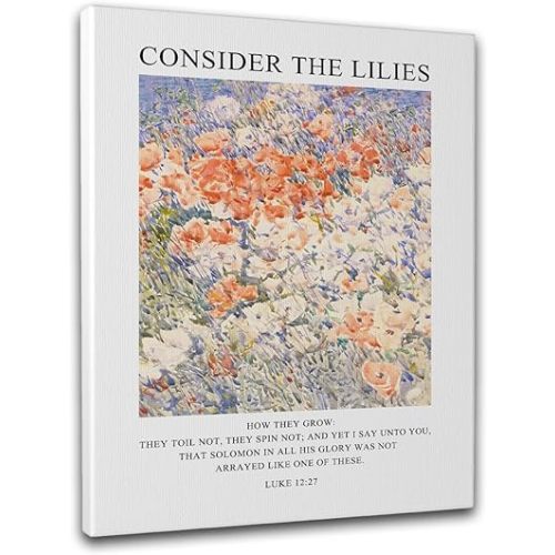 Christian Canvas Wall Art - Bible Verse Floral Print, Inspirational Scripture Wall Decor, Framed Religious Artwork for Home & Office, 12x16 Inch