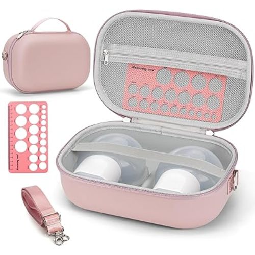 Wearable Breast Pump Bag Carrying Case for Momcozy & Willow, Use with Hands Free Wearable Breast Pumps for Security/Medela/eufy/Bluefair, Travel Pumping Bag with Nipple Ruler & Removable Tray(Holds 2)