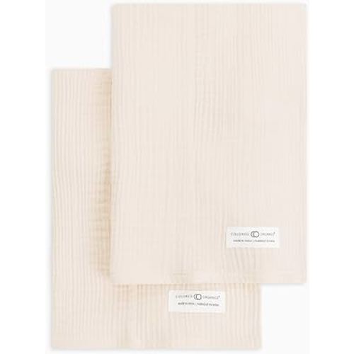 Colored Organics Baby 2 Pack Organic Cotton Burp Cloths Set - Natural Muslin