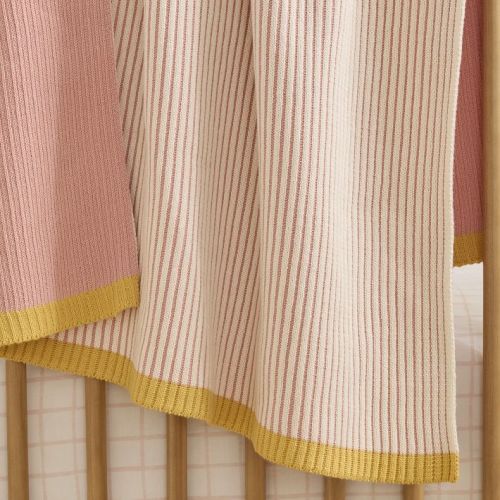 Contrast Ribbed Knit Baby Blanket