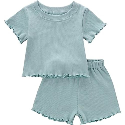 Dimoybabe Toddler Baby Girl Summer Clothes Knit Cotton Outfits Infant Short Set