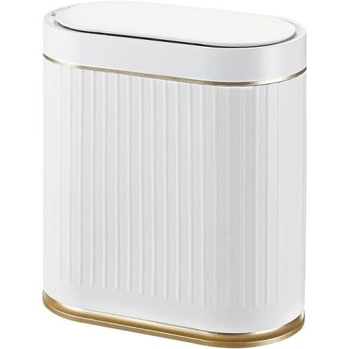 Bathroom Trash Can with Lid Automatic 2 Gallon Motion Sensor Garbage Bin, 7.5 Liter Smart Trash Bin Bathroom Decor, Plastic Garbage Can, Narrow Trash Can for Bedroom, Office, Living Room