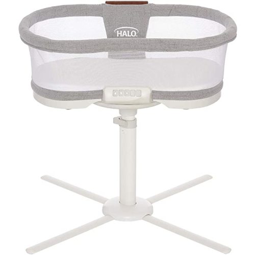 HALO BassiNest Swivel Baby Bassinet, Soothing Center, Vibration and Sound, Luxe Series, Dove Grey Tweed